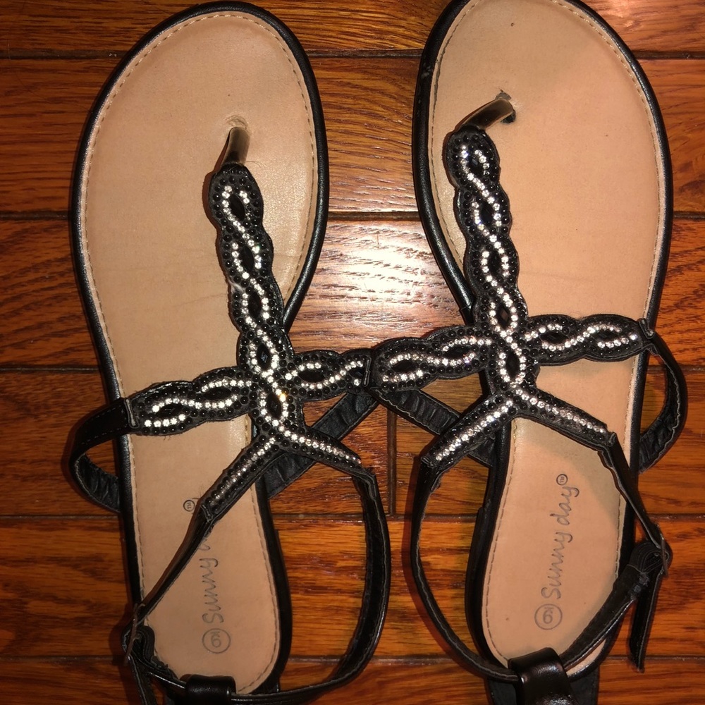 Black and silver studded sandals
